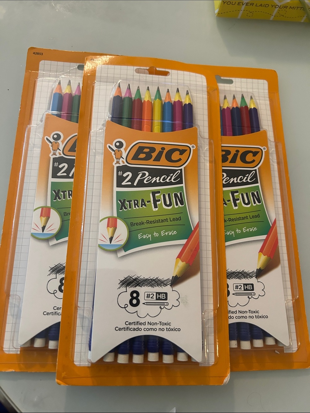 Lot Of 3 BIC #2 Pencil Xtra-Fun HB Barrel Colors 8 Pack Break Resistant Lead New